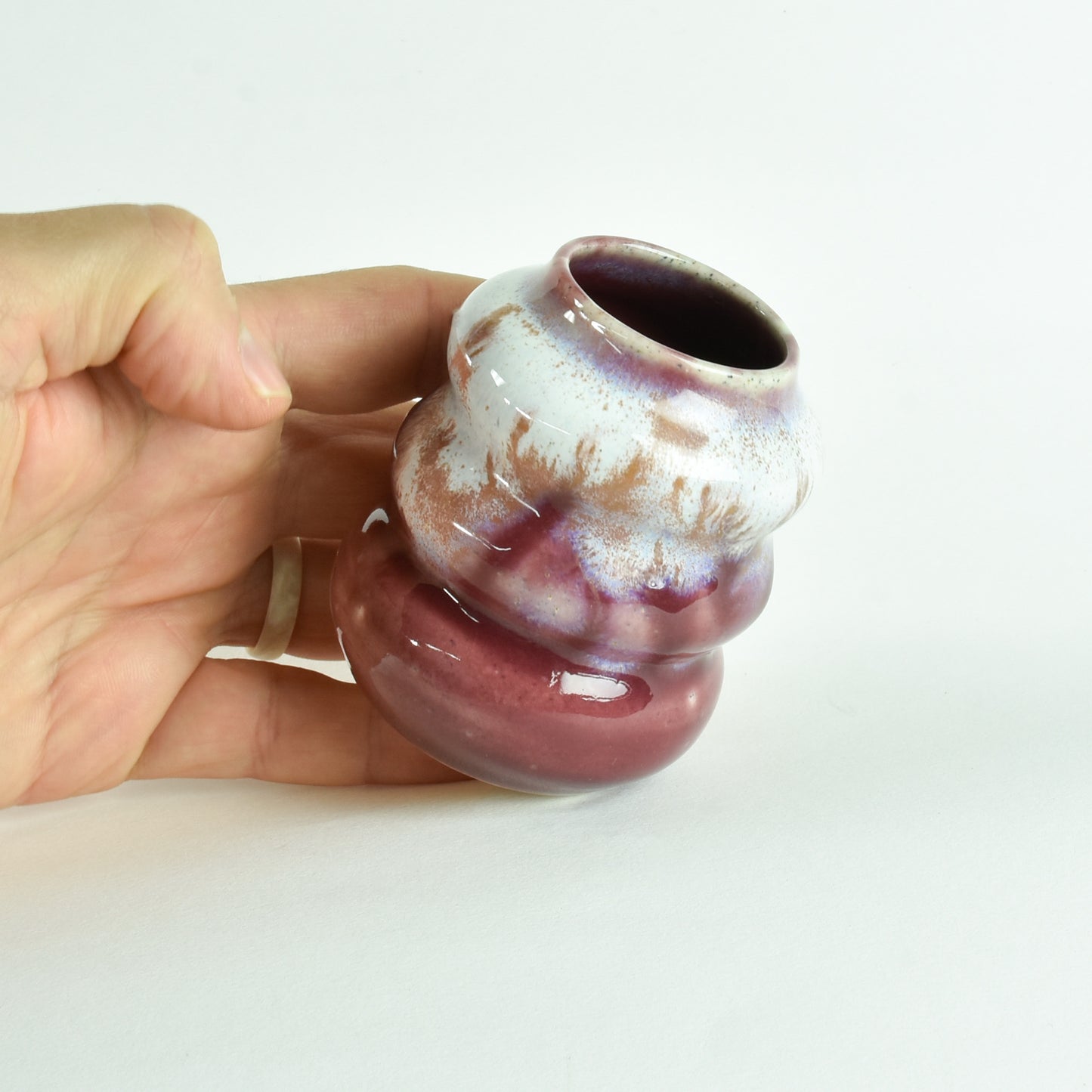 Small Vase Cream and Cherries Curves