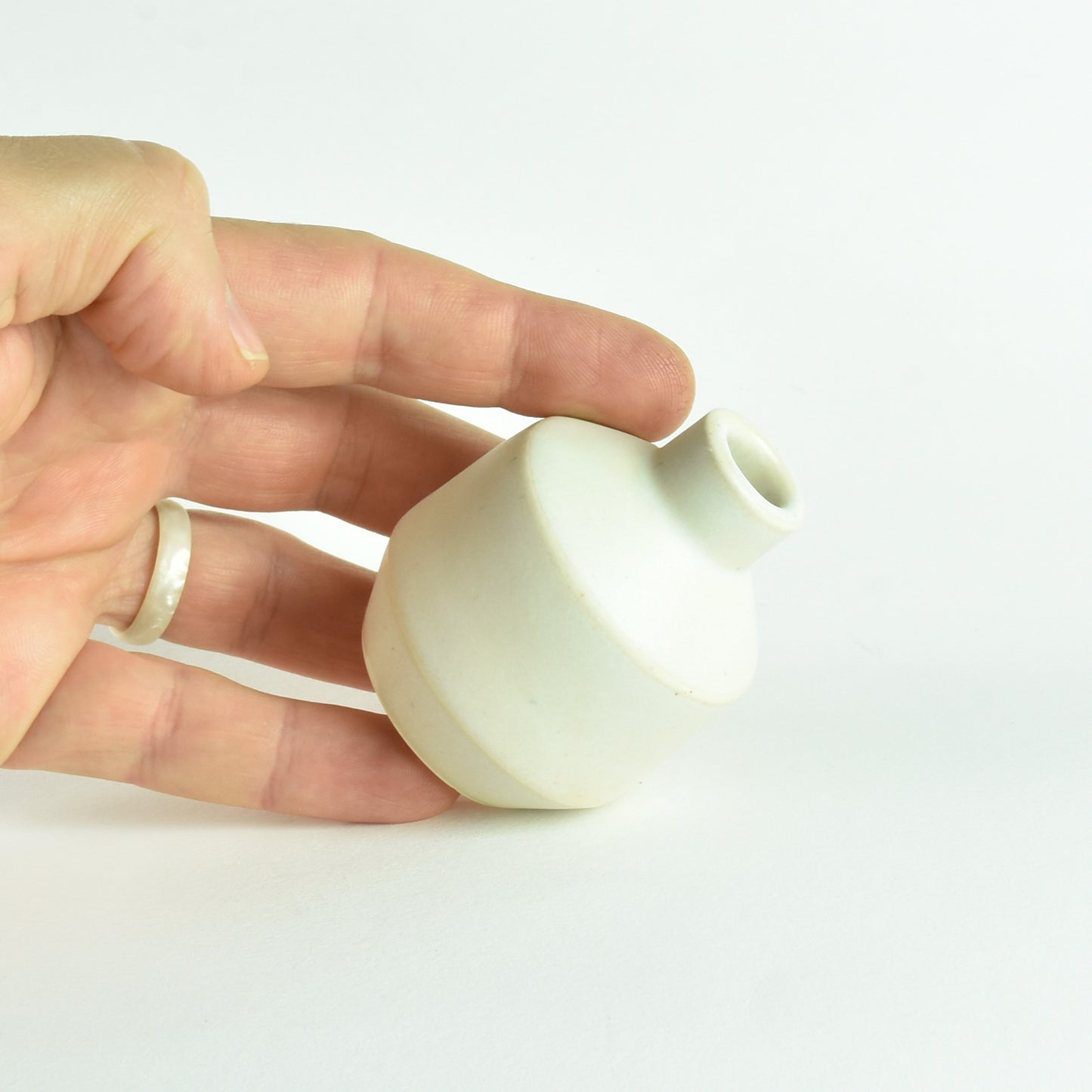 Small Vase Edged White Matte